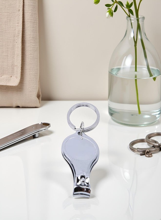 WLngtv Silver Nail Clipper Multifunction Keychain Nail Clippers Bottle Opener 3 in 1 Nail Clipper Bottle Opener Key Ring Manicure Tools for Women,Round Creative - Image 4